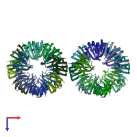 PDB entry 1h64 coloured by chain, top view.