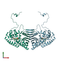 PDB entry 1h6a coloured by chain, front view.