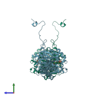 PDB entry 1h6a coloured by chain, side view.