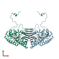 PDB entry 1h6c coloured by chain, front view.