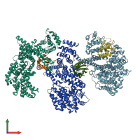 PDB entry 1h6k coloured by chain, front view.
