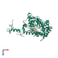 PDB entry 1h6n coloured by chain, top view.