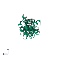 PDB entry 1h6o coloured by chain, side view.