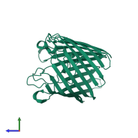 PDB entry 1h6s coloured by chain, side view.