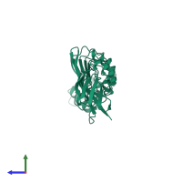 PDB entry 1h6t coloured by chain, side view.