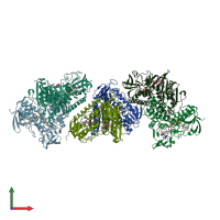 PDB entry 1h6v coloured by chain, front view.