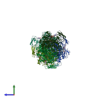 PDB entry 1h6v coloured by chain, side view.