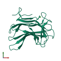 PDB entry 1h6x coloured by chain, front view.