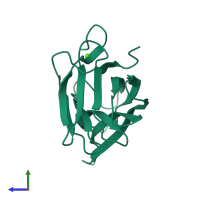 PDB entry 1h6x coloured by chain, side view.