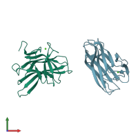 PDB entry 1h6y coloured by chain, front view.