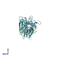 PDB entry 1h6y coloured by chain, side view.