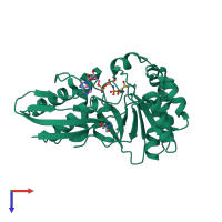 PDB entry 1h72 coloured by chain, top view.