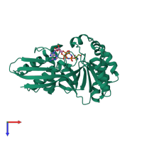 PDB entry 1h73 coloured by chain, top view.