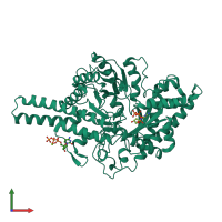 PDB entry 1h78 coloured by chain, front view.