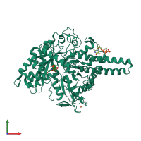 PDB entry 1h79 coloured by chain, front view.