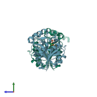 PDB entry 1h7f coloured by chain, side view.