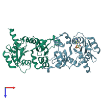 PDB entry 1h7f coloured by chain, top view.
