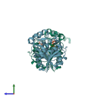 PDB entry 1h7h coloured by chain, side view.