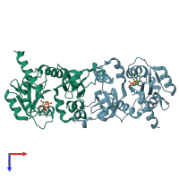 PDB entry 1h7h coloured by chain, top view.