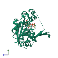 PDB entry 1h7l coloured by chain, side view.