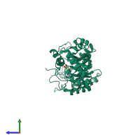 PDB entry 1h7n coloured by chain, side view.