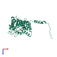 PDB entry 1h7n coloured by chain, top view.