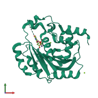 PDB entry 1h7q coloured by chain, front view.