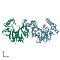 PDB entry 1h7t coloured by chain, front view.