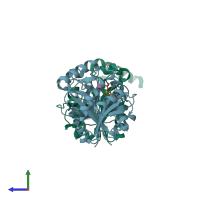 PDB entry 1h7t coloured by chain, side view.