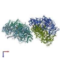 PDB entry 1h7w coloured by chain, top view.