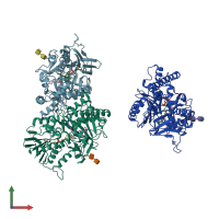 PDB entry 1h82 coloured by chain, front view.