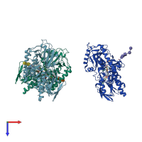 PDB entry 1h82 coloured by chain, top view.