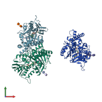 PDB entry 1h86 coloured by chain, front view.