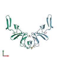 PDB entry 1h8g coloured by chain, front view.