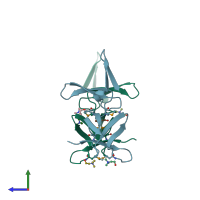 PDB entry 1h8g coloured by chain, side view.