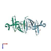 PDB entry 1h8g coloured by chain, top view.