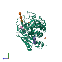 PDB entry 1h8l coloured by chain, side view.