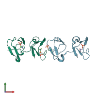 PDB entry 1h8p coloured by chain, front view.