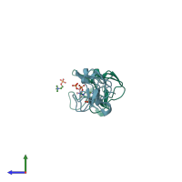 PDB entry 1h8p coloured by chain, side view.