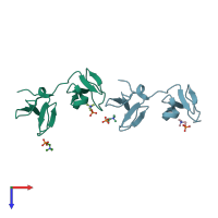PDB entry 1h8p coloured by chain, top view.