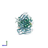 PDB entry 1h8s coloured by chain, side view.