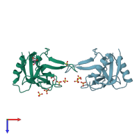 PDB entry 1h8u coloured by chain, top view.