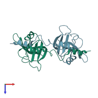 PDB entry 1h8x coloured by chain, top view.