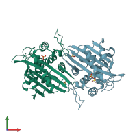PDB entry 1h8z coloured by chain, front view.