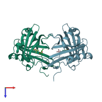 PDB entry 1h91 coloured by chain, top view.