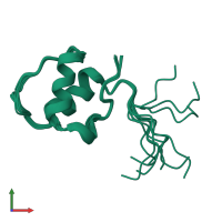 PDB entry 1h9e coloured by chain, ensemble of 10 models, front view.