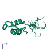 PDB entry 1h9e coloured by chain, ensemble of 10 models, top view.