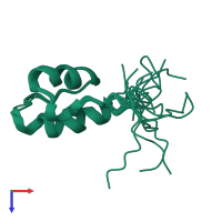 PDB entry 1h9f coloured by chain, ensemble of 10 models, top view.