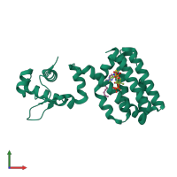 PDB entry 1h9g coloured by chain, front view.