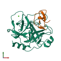 PDB entry 1h9i coloured by chain, front view.